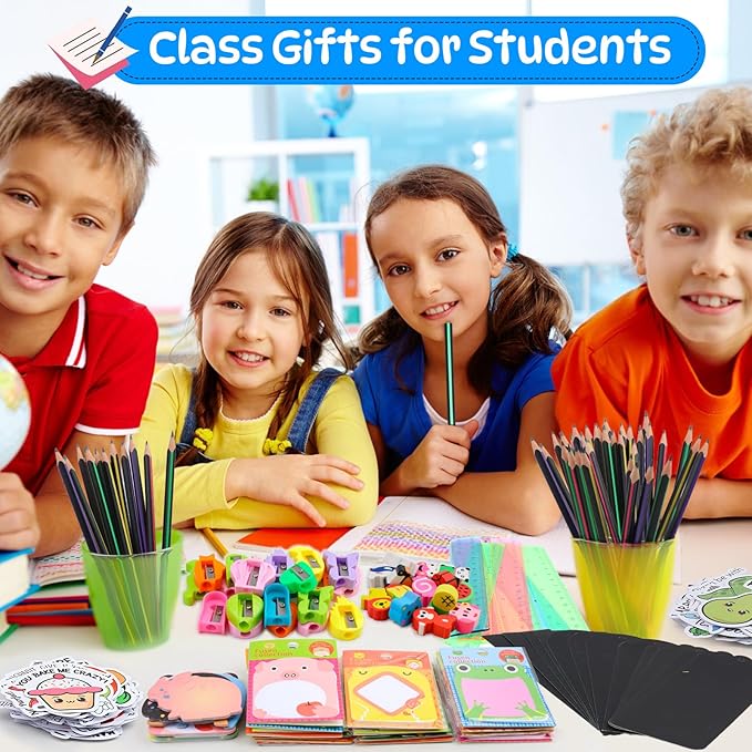 Mepmela Goodie Bags for Birthday Party, 24 Pack Stationery Party Favors with Pencils Rulers Erasers Perfect Classroom Rewards Student Gifts School Class Goody Bag Return Gifts