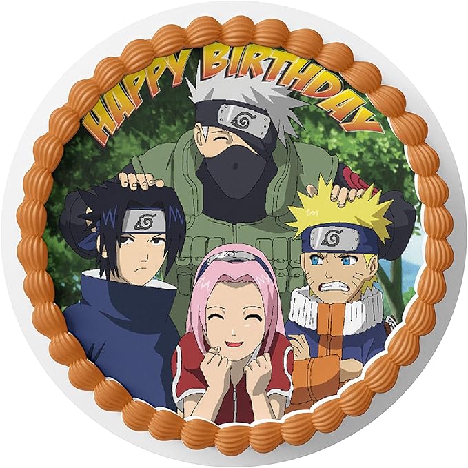 7.5 Inch Edible Cake Toppers – Anime Ninja Inspired Birthday Party Collection of Edible Cake Decorations