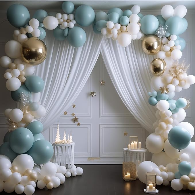 Wokceer White Backdrop Curtain for Wedding Parties 3 Pack 10x10FT Wedding Curtains Photo Backdrop Drapes Polyester for Photoshoot Baby Shower Birthday Party Curtains Background 6 Panels 5x10FT