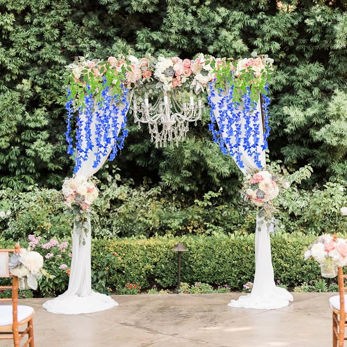 12 Pack Royal Blue Wisteria Hanging Flowers, 3.44 Ft Fake Hanging Flowers, Artificial Wisteria Garland Vines for Wedding Room Backdrop Outdoor Patio Garden Decoration