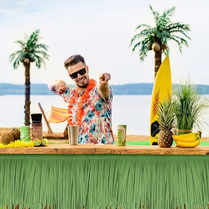 Mexican Tiki Hut Grass Skirting Roof Tiki Bar Grass Duck Blind for Thatch Roofing Bar Decorations Roll Palm Palapa Straw Thatch Roof for Fence Party(Jungle Green,79 x 15 Inch)