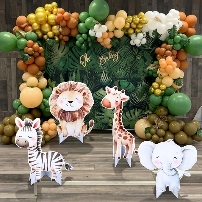 Gemscream 4 Pcs Large Jungle Vbs Animals Decorations 23.6 Inch Safari Birthday Decorations Jungle Animals Cutouts Backdrop Booth Props Party Supplies for Vbs Wildlife Theme Birthday Party Decor