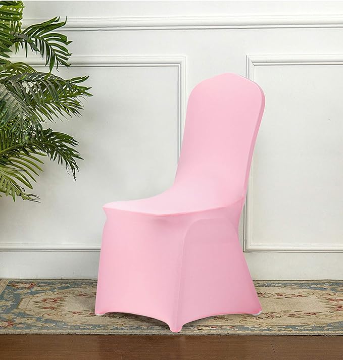 Peomeise Stretch Spandex Chair Cover for Wedding Party Dining Banquet Event (Pink, 6)