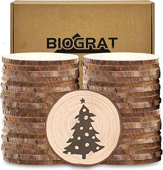3 Inch Wood Slices Discs Ornaments for Crafts, 40 Pcs 2.8-3.1 inches Diameter 0.2 inches thickniss