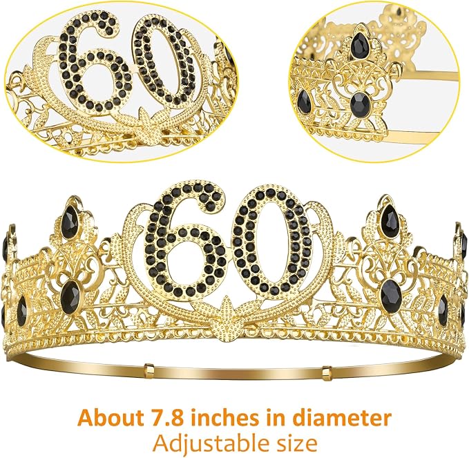 60th Birthday Gifts for Men, 60th Birthday Decorations for Men, Party Decor Supplies including King Crown & Sash & Banner & Balloons & Cake Topper & Candles