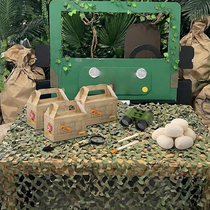 Bucherry 56 Pcs Dinosaur Eggs Dig Kit Toys for Kids Dinosaur Party Favors Dino Treat Boxes Telescope Excavation Tools Eggs Surprise Dino Birthday Decorations for Boys Girls