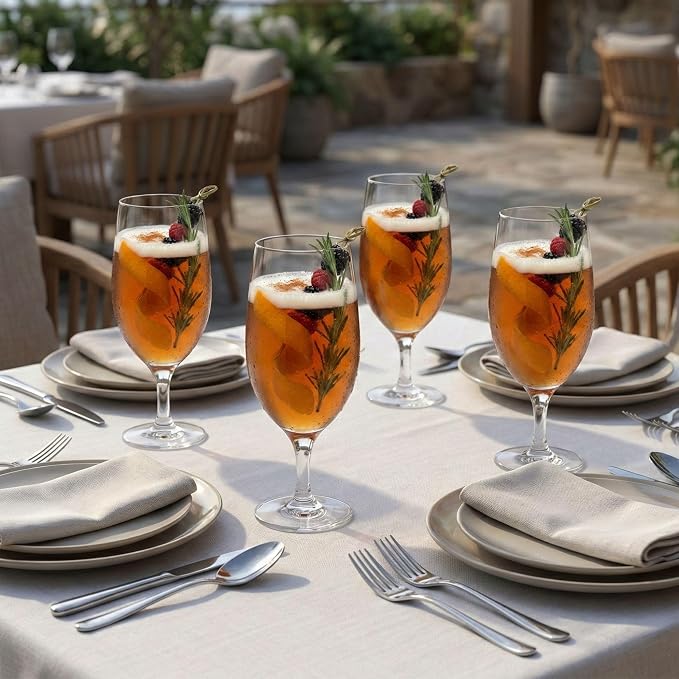 Restaurantware-16 Ounce Iced Tea Glasses, Set Of 12 Crystal Goblet Glasses - Laser-Cut Rim, Fine-Blown Crystal Water Glass, For Weddings, Anniversaries, And Special Events, Dishwashable