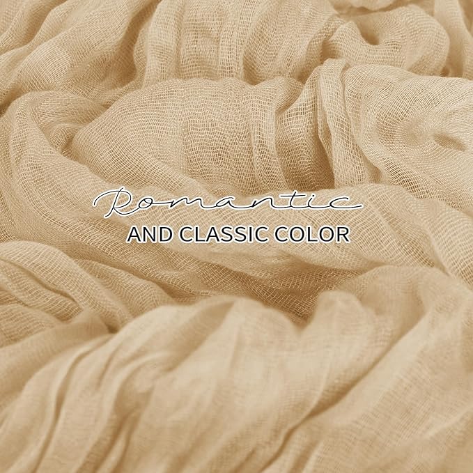 24 Pack Cheesecloth Table Runner 20 x 120 inch Cheese Cloth Table Runner Bulk,Romantic Boho Sheer Gauze Fabric Table Runners for Wedding Reception,Party,Bridal Shower Table Decor(Beige)