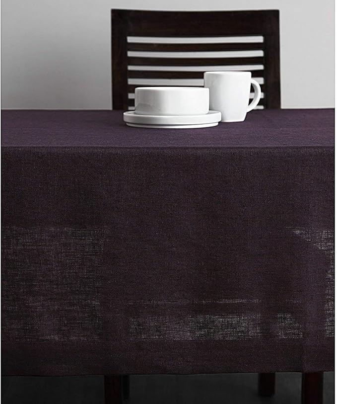 Solino Home Grape Linen Tablecloth 60 x 108 Inch - 100% Pure Linen Table Cloth for Rectangle Tables - Athena, Machine Washable Tablecloth for Summer