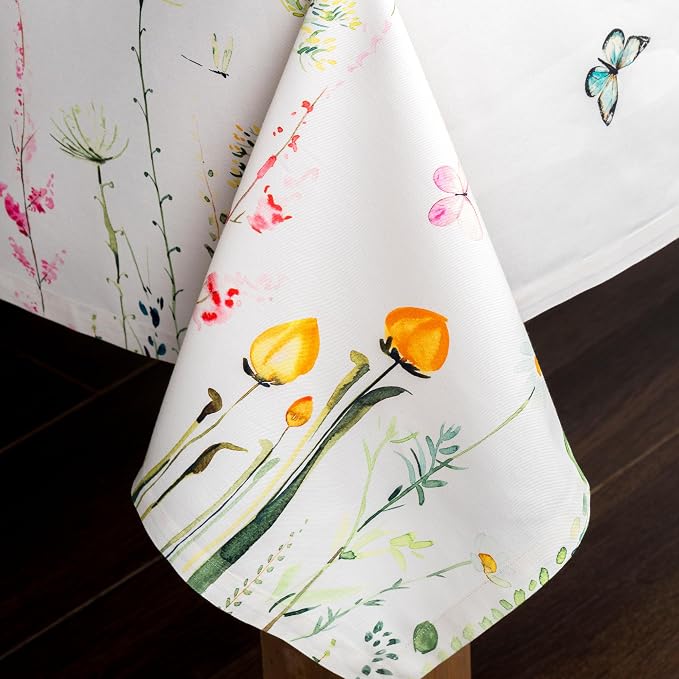 Maison d' Hermine Table Cloth Rectangle Table 100% Cotton 70 x 90 Inches Tablecloth Reusable Decorative for Dining Kitchen Room Farmhouse Party Home Hotel Restaurant Spring Summer - Botanical Fresh