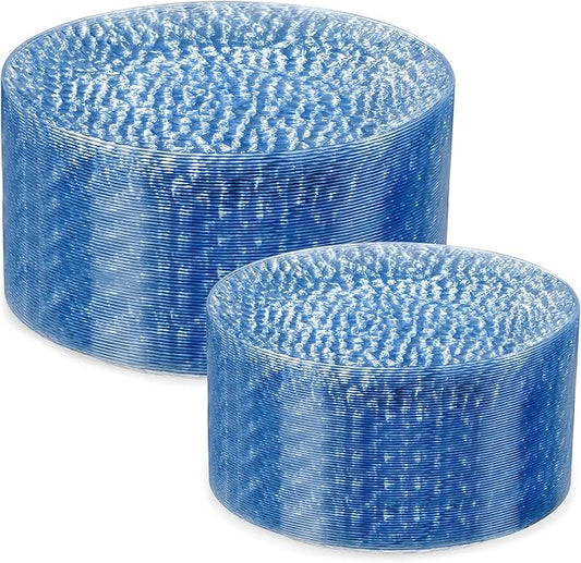 Rubtlamp 100 Pcs Blue Plastic Plates,Heavy Duty plastic Plates,Fancy Blue Disposable Plates, Hammered Plastic plates Include 50 Pcs Dessert Platos, 50 Pcs Dinner Platos for Party