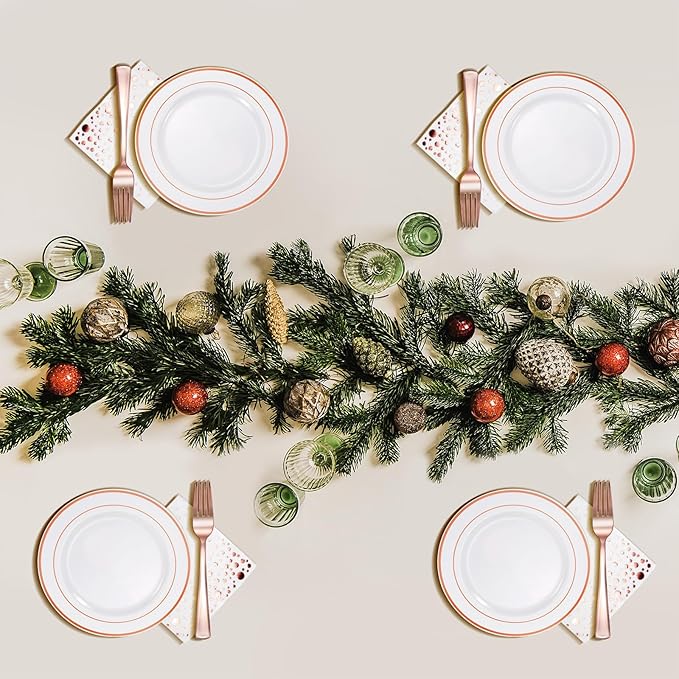 Stylish Rose Gold Dessert Plates, Forks and Cocktail Napkins (100 Set), 7.5 Inch Appetizer Plates or Salad Plates, Wedding Cake Plates, Disposable Plates for Wedding with Rose Gold Napkins