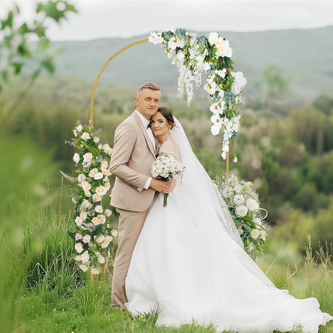 6.6FT Wedding Arch Backdrop Stand and Cover Set, Metal Balloon Arch Stand and Cover for Birthday Party Wedding Ceremony Bridal Baby Shower Graduation Decoration