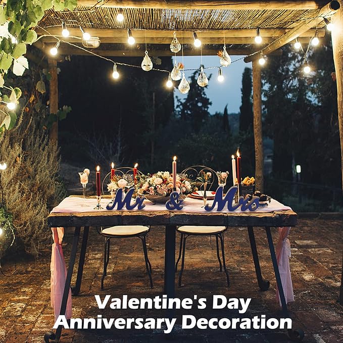 Navy Blue Mr & Mrs Sign for Wedding Table, Large Wooden Letters, Wedding Decoration, Anniversary Party & Valentine's Day Vintage Decor