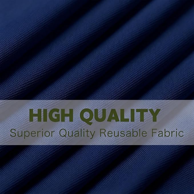 WJWHQ 10 Pack Navy Blue Round Spandex Tablecloths for 60in Tables, 120Inch Stretchy Fitted 5FT Round Table Clothes,Wrinkle Free Table Cover with Skirt for Wedding Party Dining Banquet