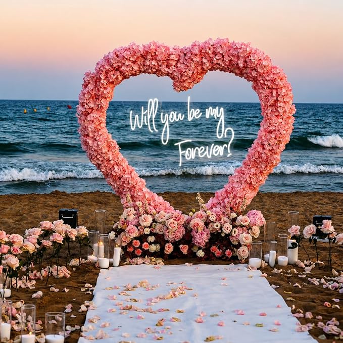 6.7FT Heart Arch Stand for Proposal, Metal Balloon Arch Frame for Wedding Valentine's Day Engagement Birthday Party Baby Shower Decorations (Gold)