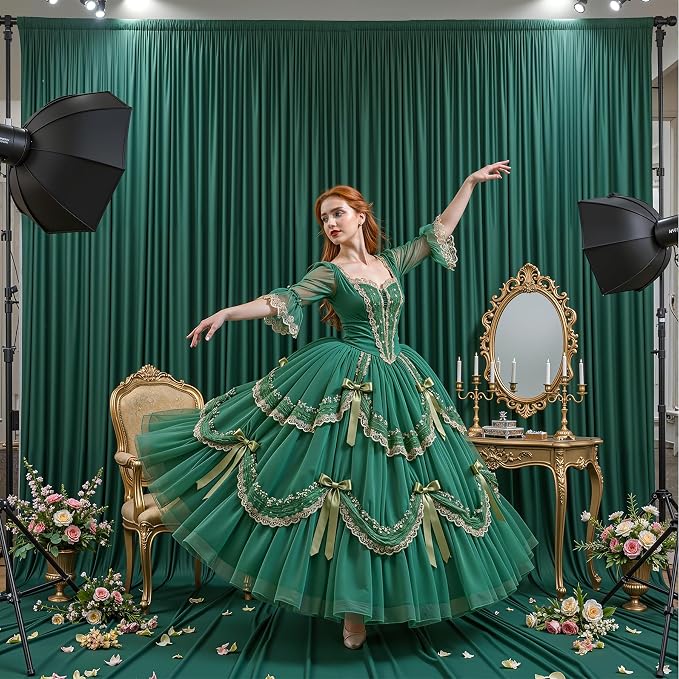 40ft x 15ft Hunter Green Backdrop Curtain Panels for Weddings - Wrinkle-Free Polyester Photo Drapes for Birthday Party, Photography Background, Stage Decor