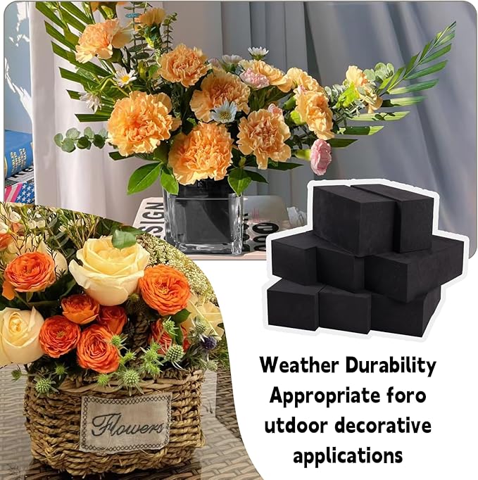 Reusable Floral Foam Blocks for Artificial Flower Arrangements, Weather Resistant, 8 Pieces, 4x4x3 Inch, for Outdoor Wedding Home Decor (8, 4 x 4 x 3'')