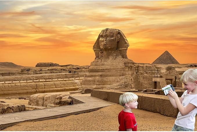 Desert Egyptian Sphinx Pyramid Backdrop Ancient Egypt Scene Photography Background Egyptian Travel Themed Party Decor Supplies Adults Travel Portraits Photo Shoot Studio Props Decors 5x4ft