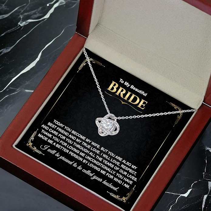 Groom To Bride Necklaces, Groom To Bride Necklace Gifts With Message Card, Groom To Bride Necklace For Wedding Day, To My Bride Necklace, Bridal Shower Necklace Gifts For Bride To Be