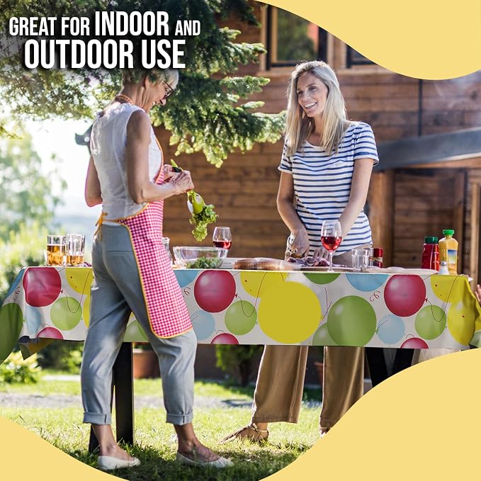 Party Solids 66% Thicker Premium Balloon Print Plastic Table Cover Roll 40" X 300' Table Cloth Plastic Cover Roll Quality Thick Banquet Rolls Disposable Tablecloth Rolls Strong American Based Company