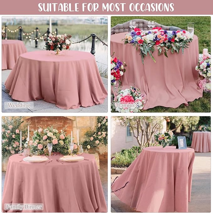 Fivenl 8 Pack Premium Round Tablecloth 90 Inch Round Table Covers Bulk Washable Polyester Fabric Round Table Clothes for Wedding Party Reception Banquet Buffet Restaurant (Dusty Rose, 90 Inch)