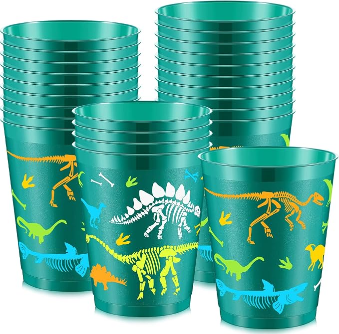 Lallisa 50 Pcs 16 oz Dinosaur Cups, Plastic Dinosaur Birthday Party Supplies Dinosaur Cups Tumbler for Dinosaur Party Favors Table Decorations