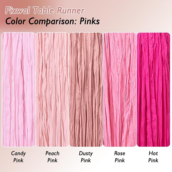 12 Pack Dusty Pink Cheesecloth Table Runner 120 Inch 10FT Cheese Cloth Runners for Wedding Decoration, Baby Shower, Boho Decor