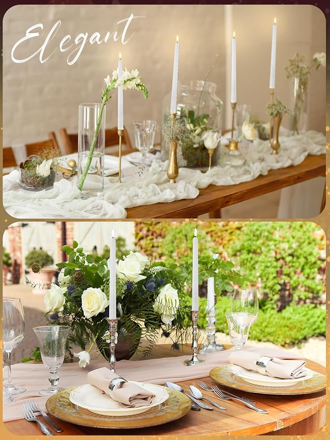 Funtery 48 Pcs Flameless LED Taper Candles Battery Operated Candles Bulk Realistic LED Candlesticks Flickering for Wedding Church Party Home Decor(White,11 Inch,Romantic Style)