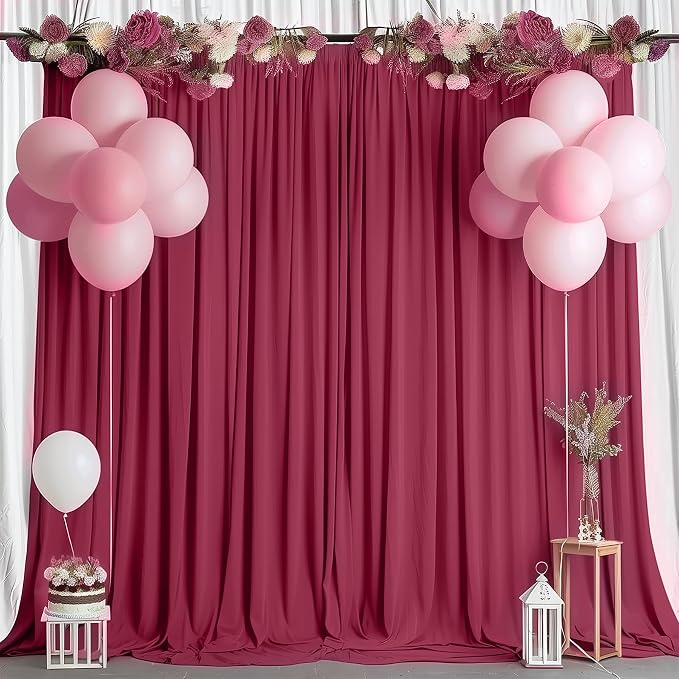 GALLETY 20 FT x 10 FT Red Backdrop Curtain - Polyester Backdrop Curtain Panels with 4 Inch Rod Pockets - Wedding Ceremony Party Home Window Decoration