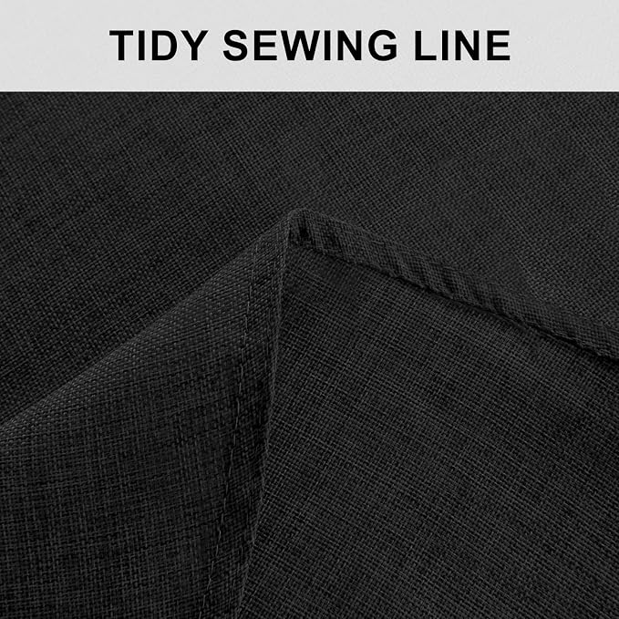 Hiasan Round Linen Tablecloth 80 Inch - Wrinkle and Stain Resistant Washable Polyester Fabric Table Cloth for Dining Room Kitchen Party, Black