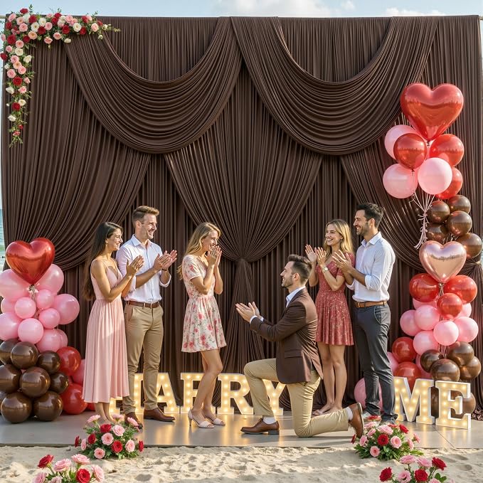 10x12 Brown Backdrop Curtains for Wedding Party Wrinkle Free Backdrops Curtain Drapes Fabric Decorations Photo Back Drop Cloth for Baby Shower Photography Stage Reception 5ft x 12ft,2 Panels