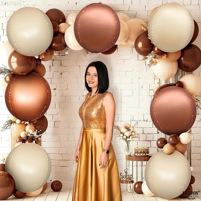 KatchOn, Brown and Cream Balloons Set - 22 Inch, Pack of 12 | Bobo Balloon Brown for Brown Birthday Decorations | Brown Foil Balloons, Boho Decorations for Party | Boho Party Decorations