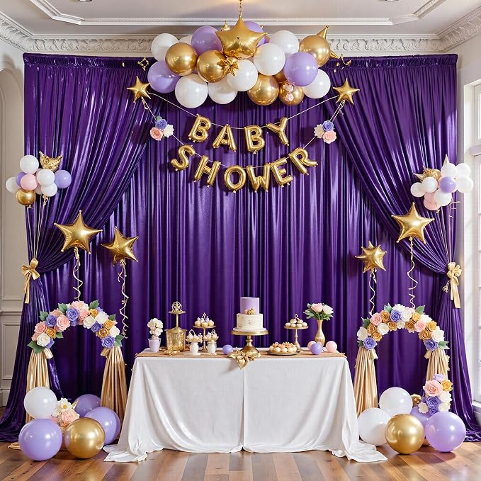 10x10FT Purple Sequin Backdrop Curtain for Party - 2 Panels 5x10FT Wrinkle-Free Shimmer Drapes for Birthday, Wedding, Christmas, Decorations & Photography