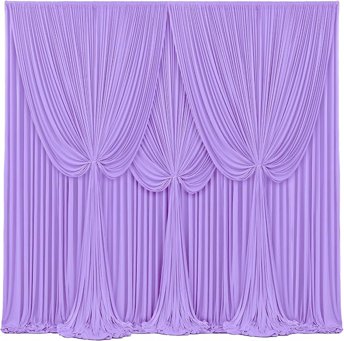 4 Panels Lavender Backdrop Curtains for Wedding Party Wrinkle Free Backdrops Curtain Drape Fabric Decorations Light Purple Photo Back Drop for Baby Shower Photography Stage Reception 20ft(W) x 12ft(H)