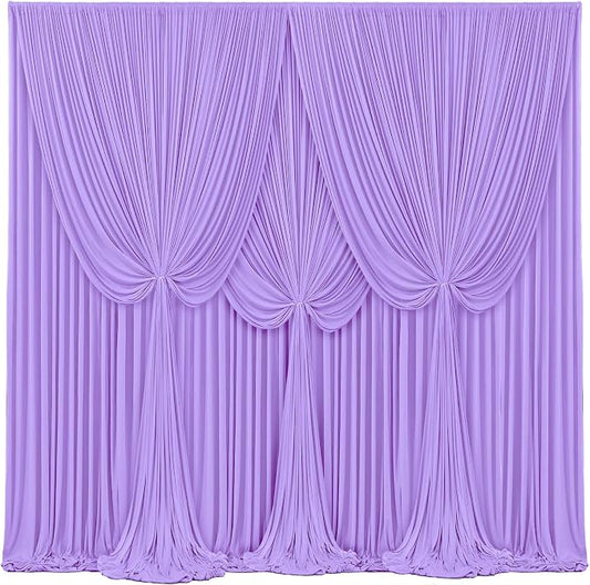 4 Panels Lavender Backdrop Curtains for Wedding Party Wrinkle Free Backdrops Curtain Drape Fabric Decorations Light Purple Photo Back Drop for Baby Shower Photography Stage Reception 20ft(W) x 12ft(H)