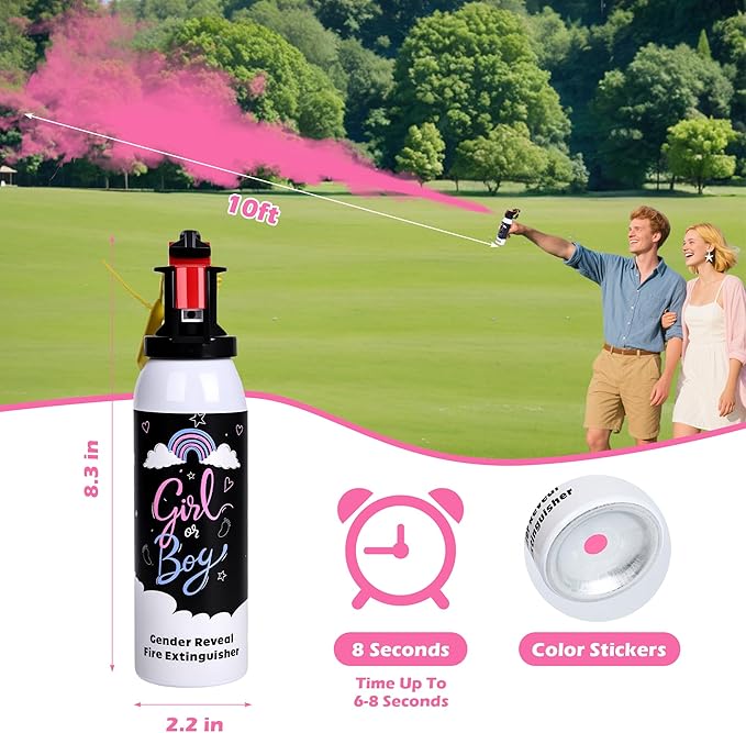Baby Gender Reveal Fire Extinguisher; Colorful Smoke Powder Spray; 100% Safe and Eco-Friendly Gender Reveal Party Idea (100g pink 2pcs)
