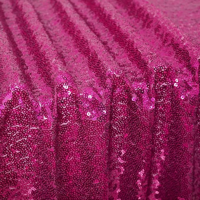 Poise3EHome Hot Pink Sequin Tablecloth 50×72 Inch Rectangle Sparkly Fabric Table Cover Overlay for Baby Shower Birthday Party Wedding Christmas Holiday Decoration