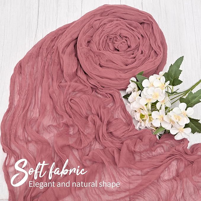 20 Pack Dusty Rose Table Runner 10FT Long Cheesecloth Table Runner Cheese Cloth Gauze for Wedding Party Birthday Decoration-Dusty Rose