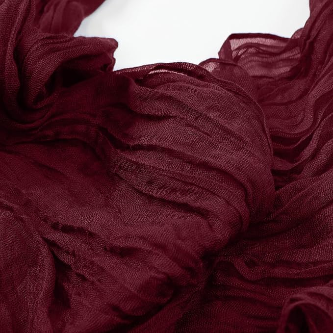8 Pack Burgundy Cheesecloth Table Runner 10ft Boho Gauze Fabric 120 Inch Cheese Cloth Table Runner Rustic Sheer for Holiday Baby Shower Party Décor Home Wedding Decoration