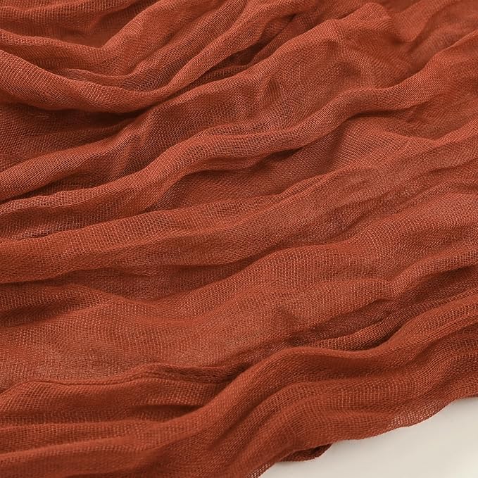 16 Pack Table Runner Terracotta Cheesecloth 10ft Boho Gauze Fabric 120 Inch Burnt Orange Cheese Cloth Table Runner Rustic Sheer for Holiday Baby Shower Party Décor Home Wedding Decoration