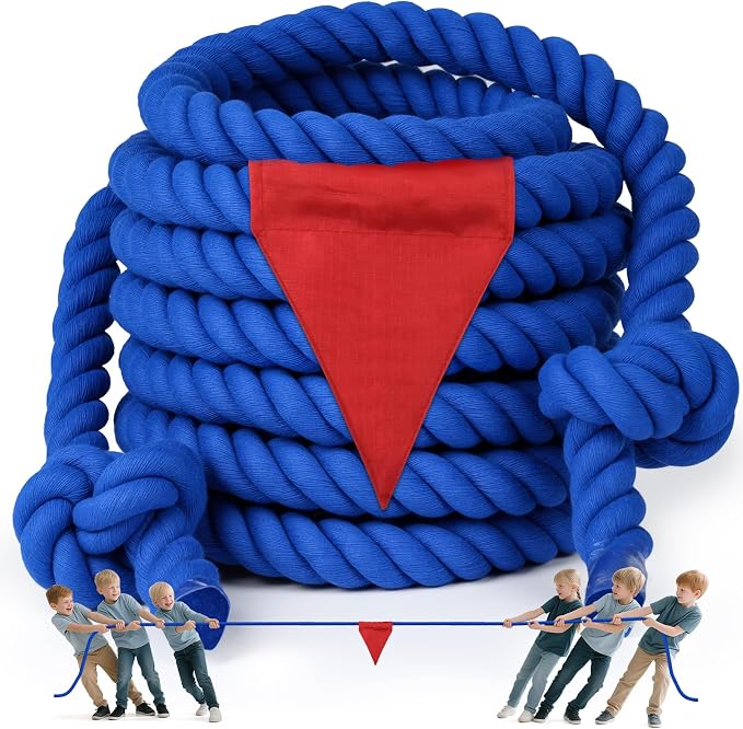 X XBEN Field Day Tug of War Rope for Kids and Adults 65FT, Family Reunion Birthday Party Games, Summer Outside Lawn Games, Camping Picnic Carnival Games, Perfect for Team Building Activities