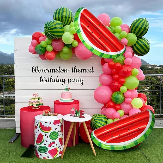 JellyArch 4 Pcs Watermelon Party Decorations Inflatable Pool Floats 36 Inch Inflatable Pool Floats Summer Luau Hawaiian Party Watermelon Birthday Decorations Blow up Surfboard for Wall Beach Decor