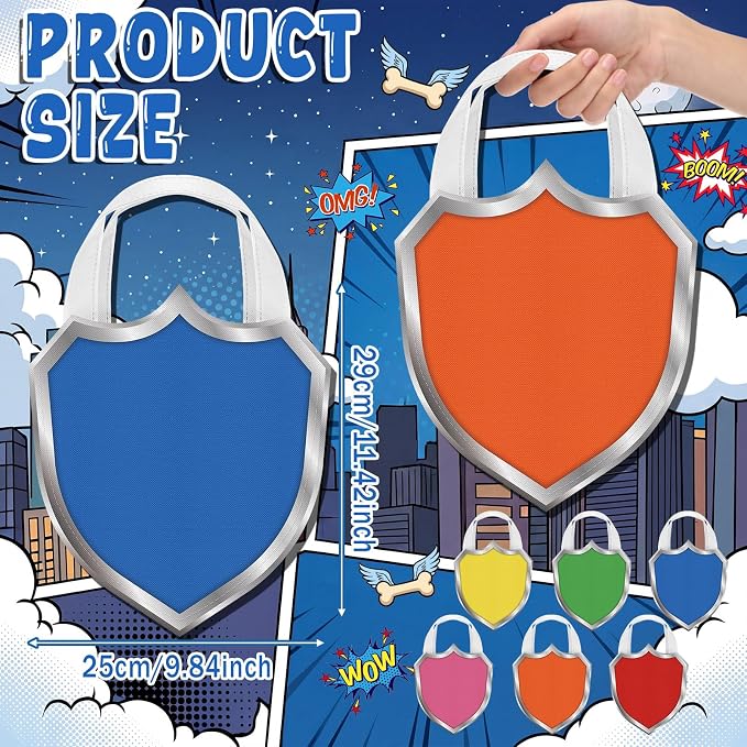 Locmeo 24 Pcs Cartoon Dog Party Favors Gift Bags Bulk Non Woven Candy Treat Bags with Handle for Birthday Decorations Puppy Goodie Cartoon Party Supplies