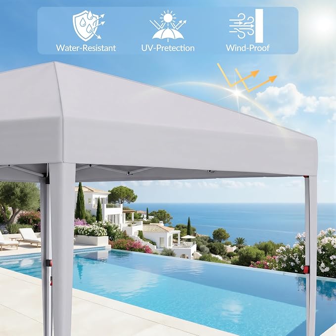 10x10 Pop Up Canopy with Sidewalls, Instant Tent with Carry Bag, Height Adjustable Waterproof Shade Canopy, for Event, Parties, Camping (White, 10x10 with Sidewalls)