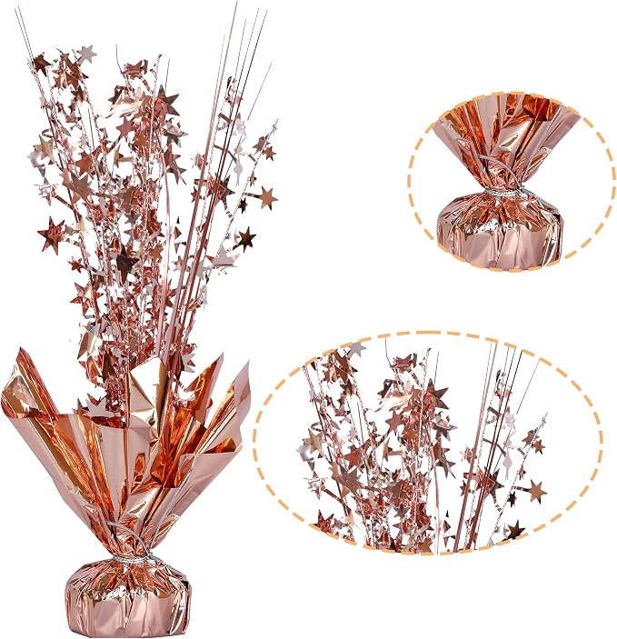 Gyufise 6 Pack Metallic Foil Spray Centerpiece Star Table Decoration Burst Table Centerpieces Table Decor for Birthday Wedding Anniversary Graduation Holiday Party Supplies Rose Gold
