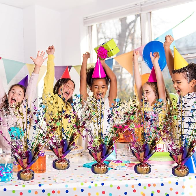 Miliocry 6 Pack Metallic Foil Spray Centerpiece Star Table Decoration Burst Table Centerpieces for Birthday Wedding Anniversary Graduation Holiday Party Supplies Decor Colorful