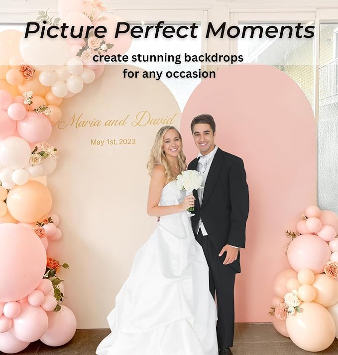 7.2 FT Wedding Arch Backdrop Stand and Cover Set | Metal Backdrop Arch Stand, Balloon Stand, Water Bags | Party, Bridal Show, Birthday, Baby Shower Decorations (White Cover)