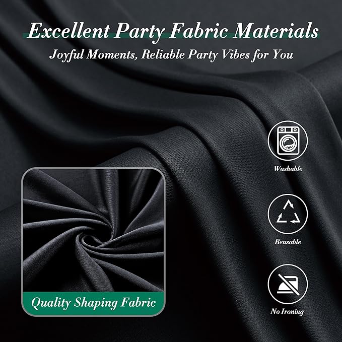 10 ft x 7 ft Wrinkle Free Black Backdrop Curtain for Parties, Polyester Black Photo Backdrop Drapes for Graduation Birthday Wedding Party Stage Curtains, Background Curtains for Backdrop Stand