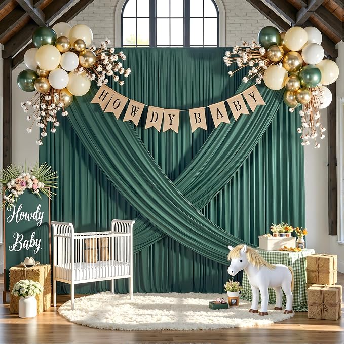 10ftx12ft Hunter Green Backdrop Curtains for Wedding-Wrinkle Free Backdrops Curtain Drapes Fabric Decorations Photo Back Drop Cloth for Baby Shower Photography Stage Reception 2Panels 12ft(H) x 5ft(W)